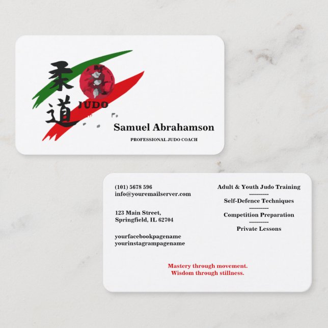 Personalisierte Judo-Trainer - Karte  (Vorne/Hinten)