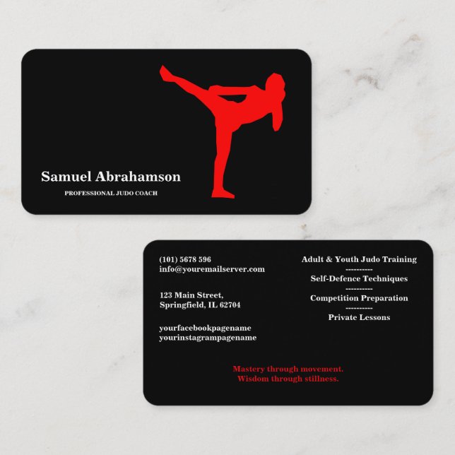 Personalisierte Judo-Trainer - Karte  (Vorne/Hinten)