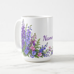 Personalisierte Juli-Geburtsblume Larkspur Kaffeetasse
