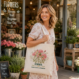 Personalisierte Juli-Geburtsblume Libelle Nelke Tragetasche