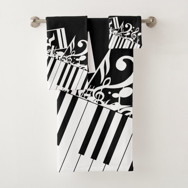 Personalisierte Jumbled-Musiknotizen und -Klaviert Badhandtuch Set (Insitu)