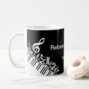 Personalisierte Jumbled-Musiknotizen und -Klaviert Kaffeetasse