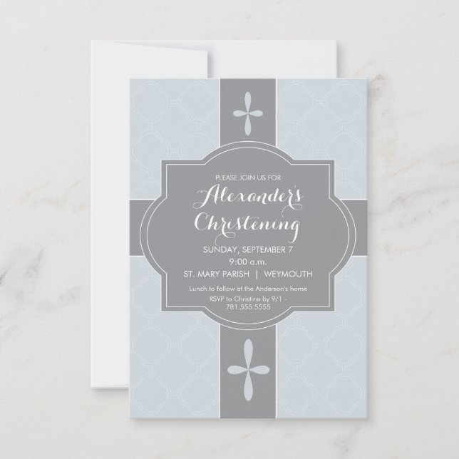 Personalisierte Jungen Christening, Taufe Einladun Einladung (Vorderseite)