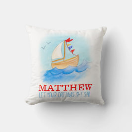 Personalisierte Jungen Kinderzimmer Segelboot Name Kissen