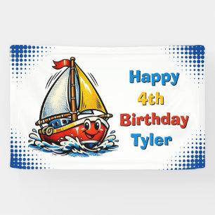 Personalisierte Jungen-Segelschiff Geburtstagsfeie Banner