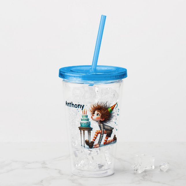 Personalisierte Jungen zum Geburtstag Acryltrinkbecher (Rückseite Ice)