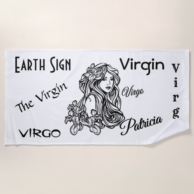 Personalisierte Jungfrau Die Jungfrau Zodiac Strandtuch (Vorderseite)