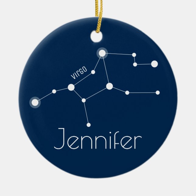 Personalisierte Jungfrau-Konstellations-Verzierung Keramikornament (Vorne)