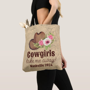 Personalisierte Junggesellinnen Cowgirl Rosa Flora Tasche
