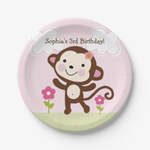Personalisierte Jungle Girl Monkey Party Teller