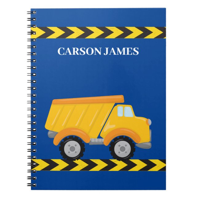 Personalisierte Jungs Dump Truck Blue Kids Notizblock (Vorderseite)