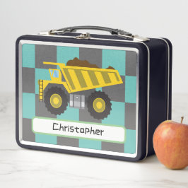 Personalisierte Jungs Dump Truck Kids School Metall Brotdose