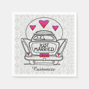 Personalisierte 'Just Married' - Auto-Taschentüche Serviette
