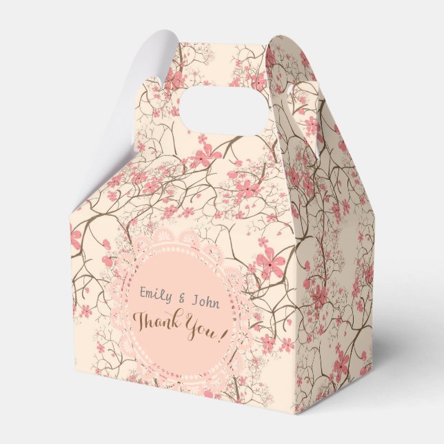 Personalisierte Kabelbox mit rosa Kirschblossom Geschenkschachtel (Vorderseite)