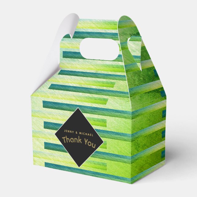 Personalisierte Kabelboxen Ombre Green Metallic Geschenkschachtel (Vorderseite)