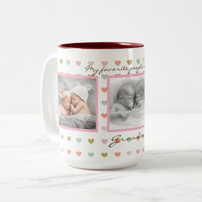 Personalisierte Kaffee-Tassen für Großmutter Zweifarbige Tasse (Vorderseite Links)