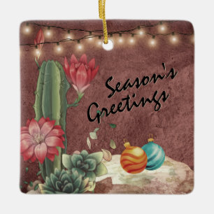Personalisierte Kakteen und Sukkulenten Weihnachte Keramikornament