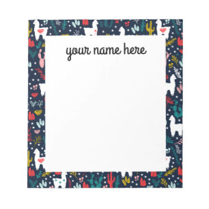 Personalisierte Kaktus und Alpaca Notepad Notizblock