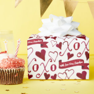 Personalisierte Kalligrafie Boho Valentinstag XOXO Geschenkpapier