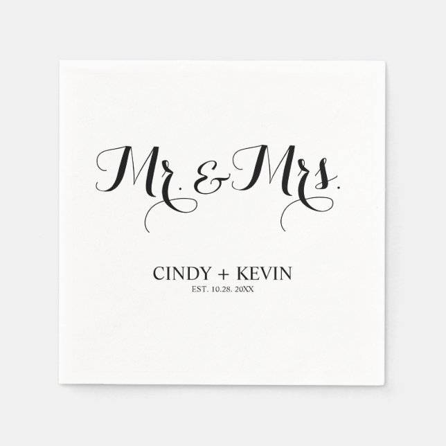 Personalisierte Kalligrafie - Mr. und Mrs. Wedding Serviette (Vorderseite)