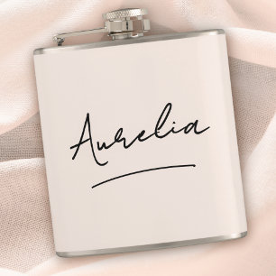 Personalisierte Kalligrafie Name Rosa Junggesellin Flachmann