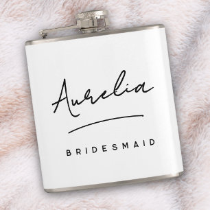 Personalisierte Kalligrafie Name Rosa Junggesellin Flachmann