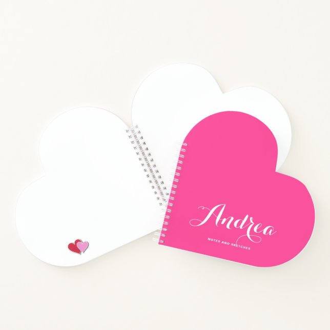 Personalisierte Kalligrafie-Skripte in Hot Pink Notizbuch (Innenseite)