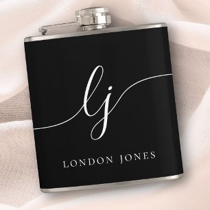 Personalisierte Kalligraphie Black Bachelorette Flachmann