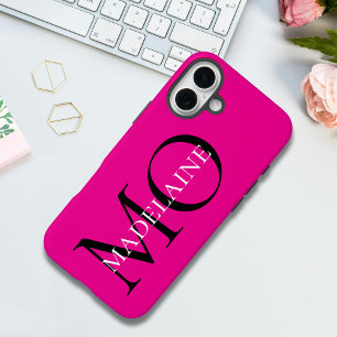 Personalisierte, kaltrosa, fette Monogramm-Initial iPhone 16 Plus Hülle