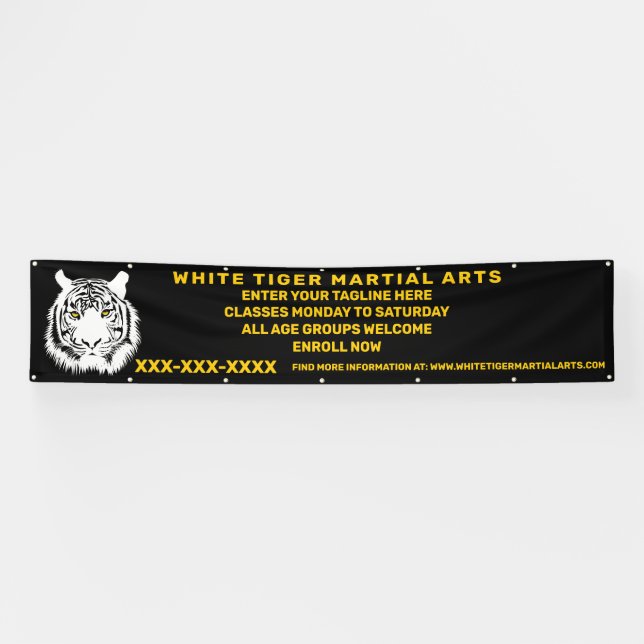 Personalisierte Kampfkunst des Weißen Tigers Banner (Horizontal)