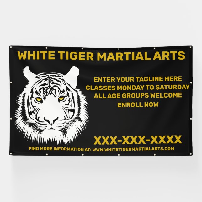 Personalisierte Kampfkunst des Weißen Tigers Banner (Horizontal)