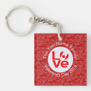 Personalisierte kanadische rote LOVE-Flagge Schlüsselanhänger