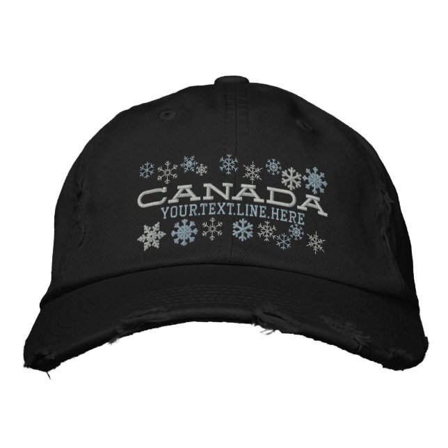 Personalisierte kanadische Winterschneeflocken Bestickte Baseballkappe (Vorderseite)