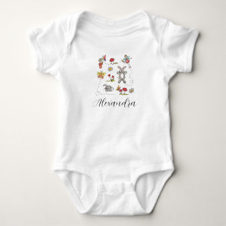 Personalisierte Kaninchen, Schmetterlinge, Blumen Baby Strampler