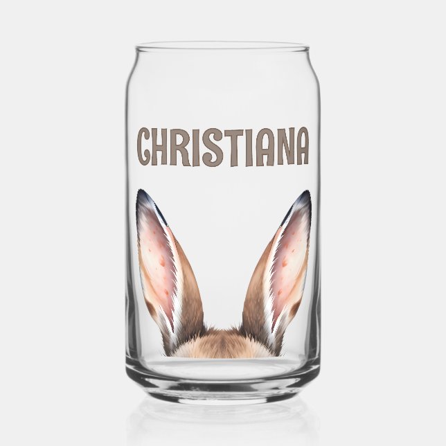Personalisierte Kaninchenohren Niedlich Osterhase Dosenglas (Vorderseite)