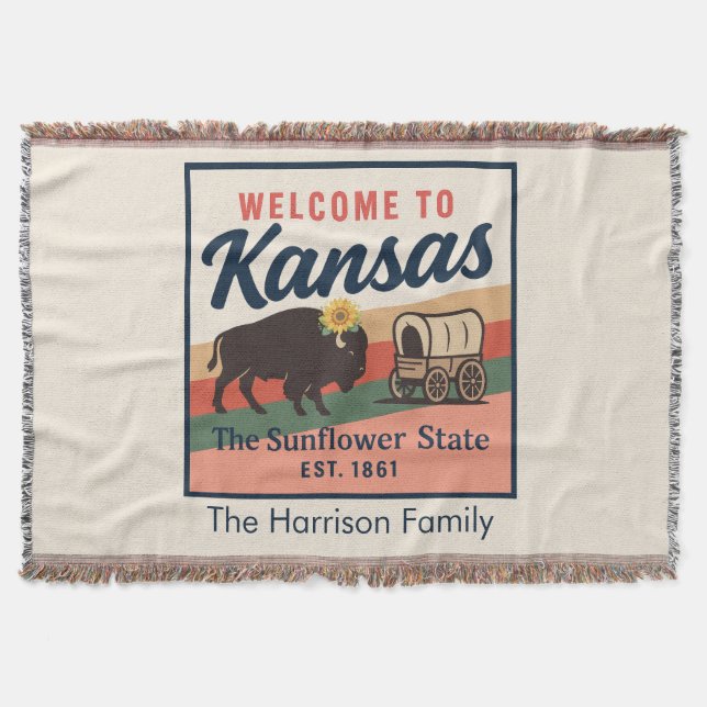 Personalisierte Kansas-Wurfdecke Decke (Vorderseite)