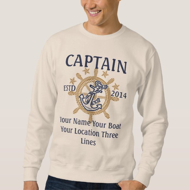 Personalisierte Kapitän-Crew Kapitän-erster Sweatshirt (Vorderseite)