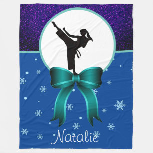 Personalisierte Karate-Mädchen Weihnachts-Schneefl Fleecedecke