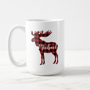 Personalisierte karierte Elch-Kaffee-Tasse Kaffeetasse