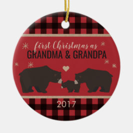 Personalisierte Karierte Großeltern-Ornament Keramikornament