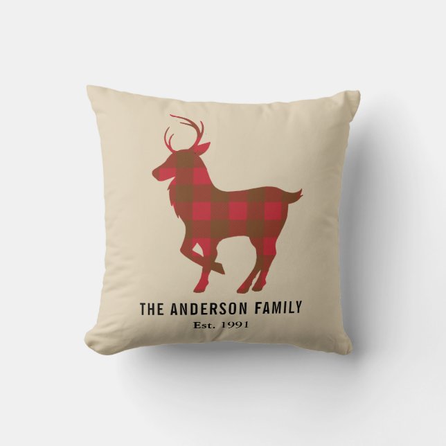 Personalisierte Karierte Weihnachtsfeier Kissen (Vorderseite)