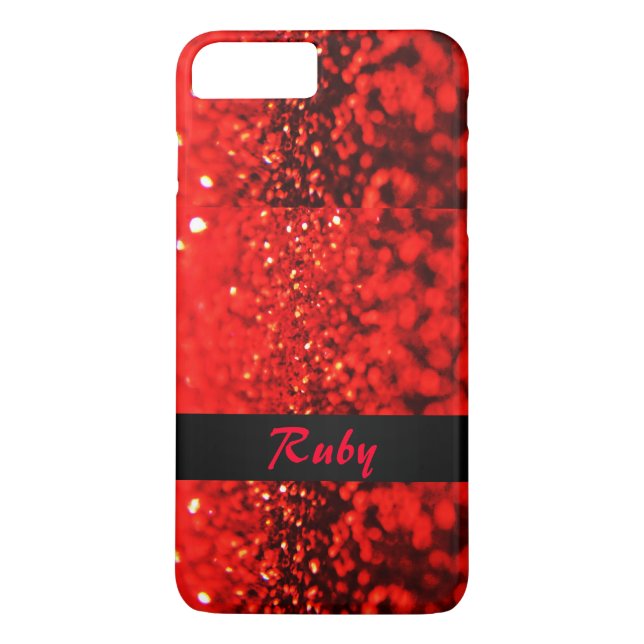 Personalisierte karminrote rote Glitzer iPhone 7 Case-Mate iPhone Hülle (Rückseite)