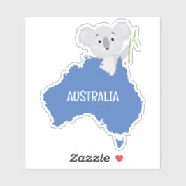 Personalisierte Karte Australiens mit Gray Koala Aufkleber