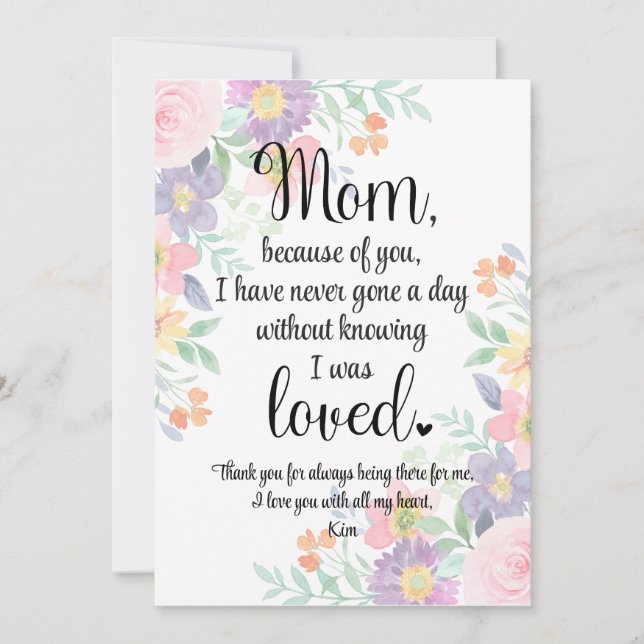 Personalisierte Karte für die Muttertagskarte der  (Vorderseite)