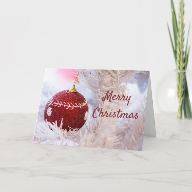 Personalisierte Karte für Weiße Bäume und Ornament (Vorderseite)