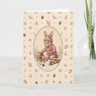 Personalisierte Karte mit Pastell-Vintage-Hasenmäd