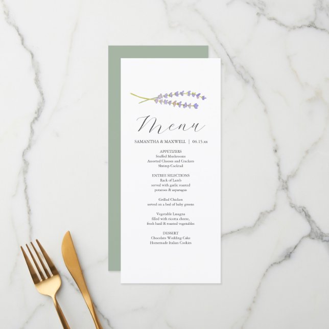 Personalisierte Karten für Hochzeiten Lavendel & S (Vorderseite/Rückseite Beispiel)