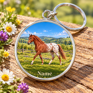 Personalisierte Kastanienbraune Appaloosa Frühling Schlüsselanhänger