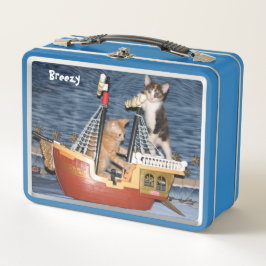 Personalisierte Katze / Kitten Pirates Metal Lunch Metall Brotdose