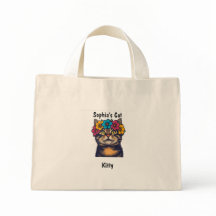 Personalisierte Katze Tasche mit Blumenkronen